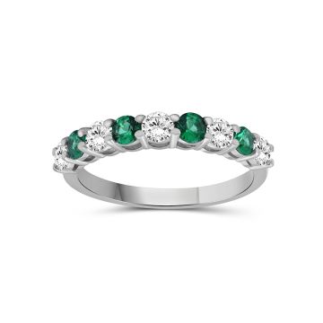 ROUND DIAMOND/CREATED EMERALD BAND