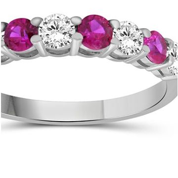 ROUND DIAMOND/CREATED RUBY BAND